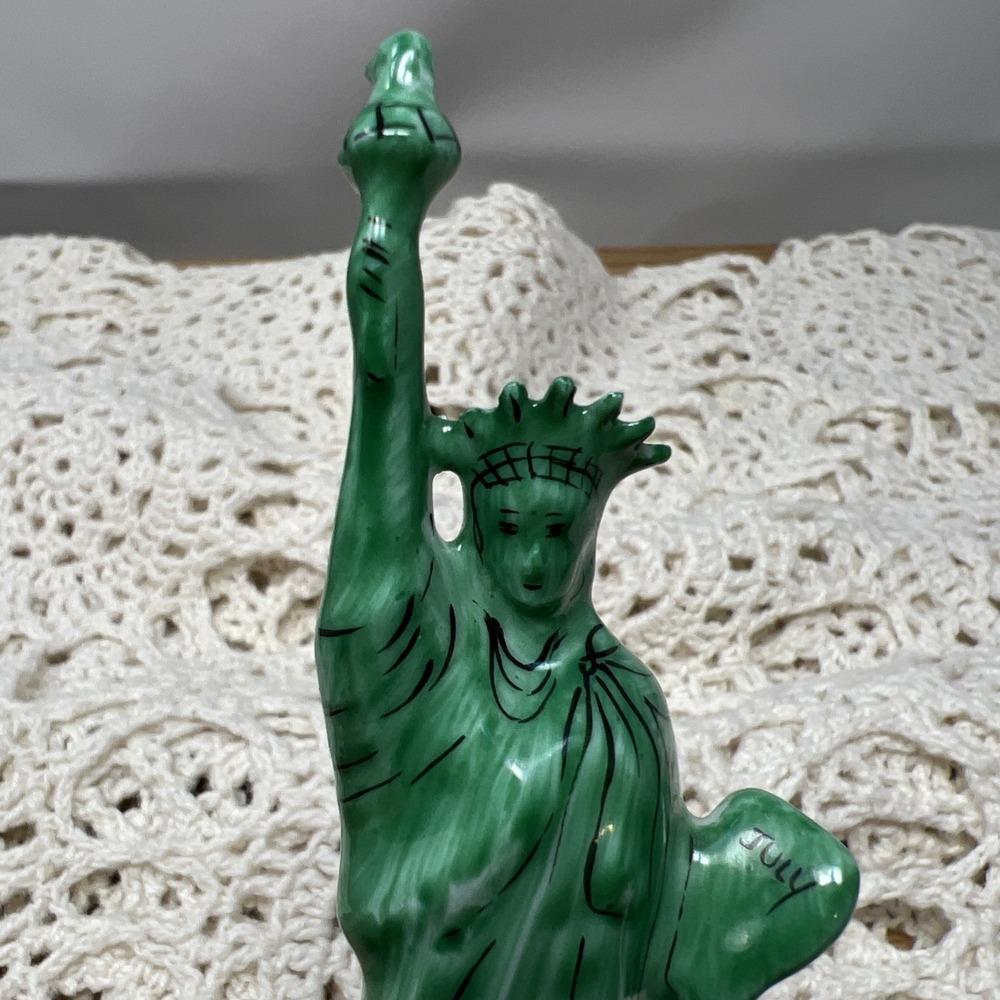 Limoges Trinket Box Statue Of Liberty New York US Flag & White House Peint Main - Picture 12 of 12